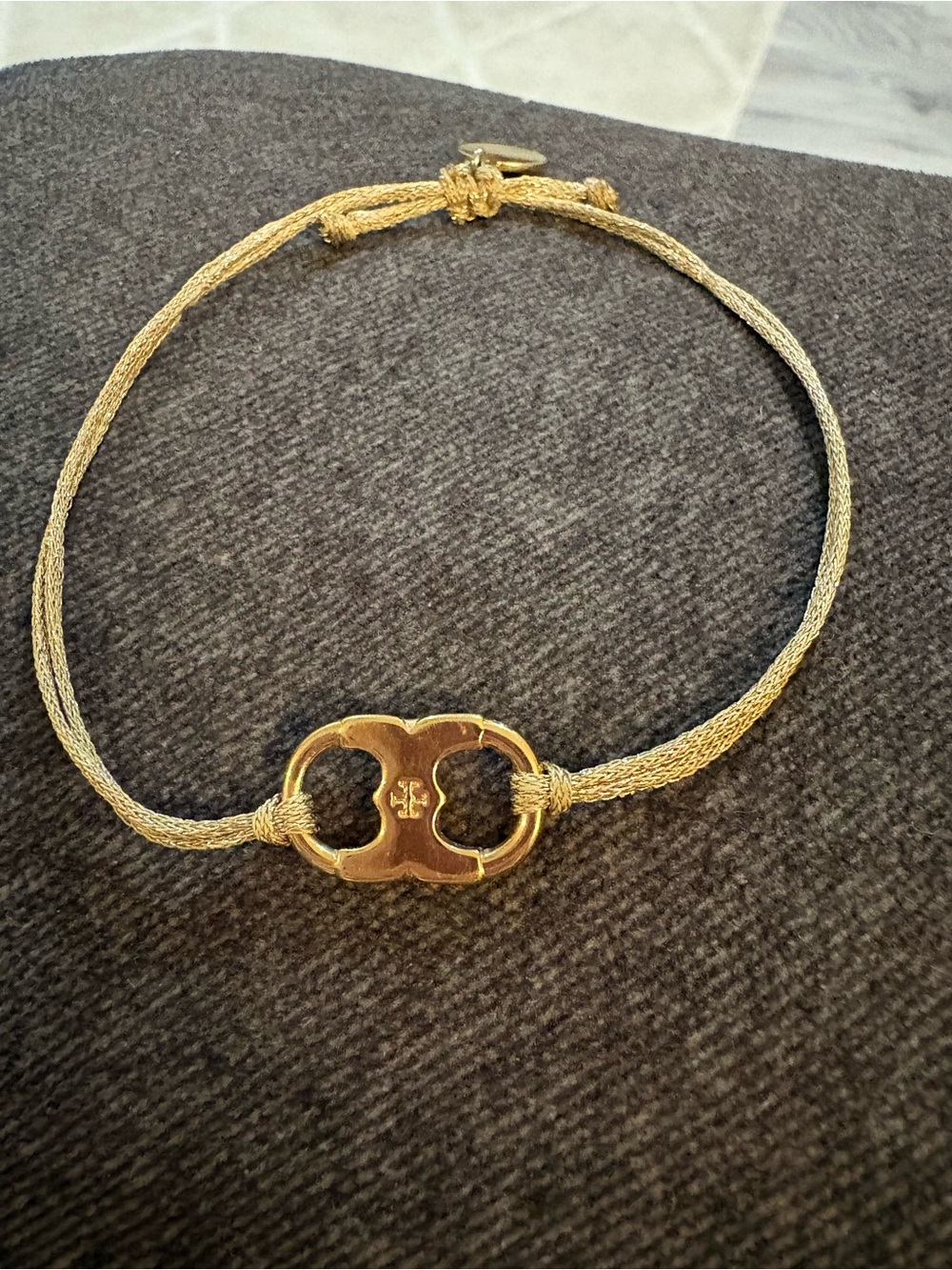 Tory Burch Gold-Tone Braided Cord Bracelet with Signature Logo